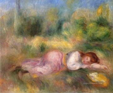 Mädchen auf dem Gras Pierre Auguste Renoir Streched aus Ölgemälde